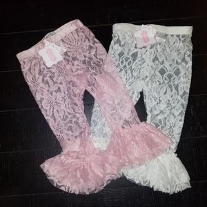 2 sets of Mud Pie Lace pant and 2 sets of booties